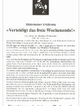 1989 Hildesheimer Erklärung freies Wochenende