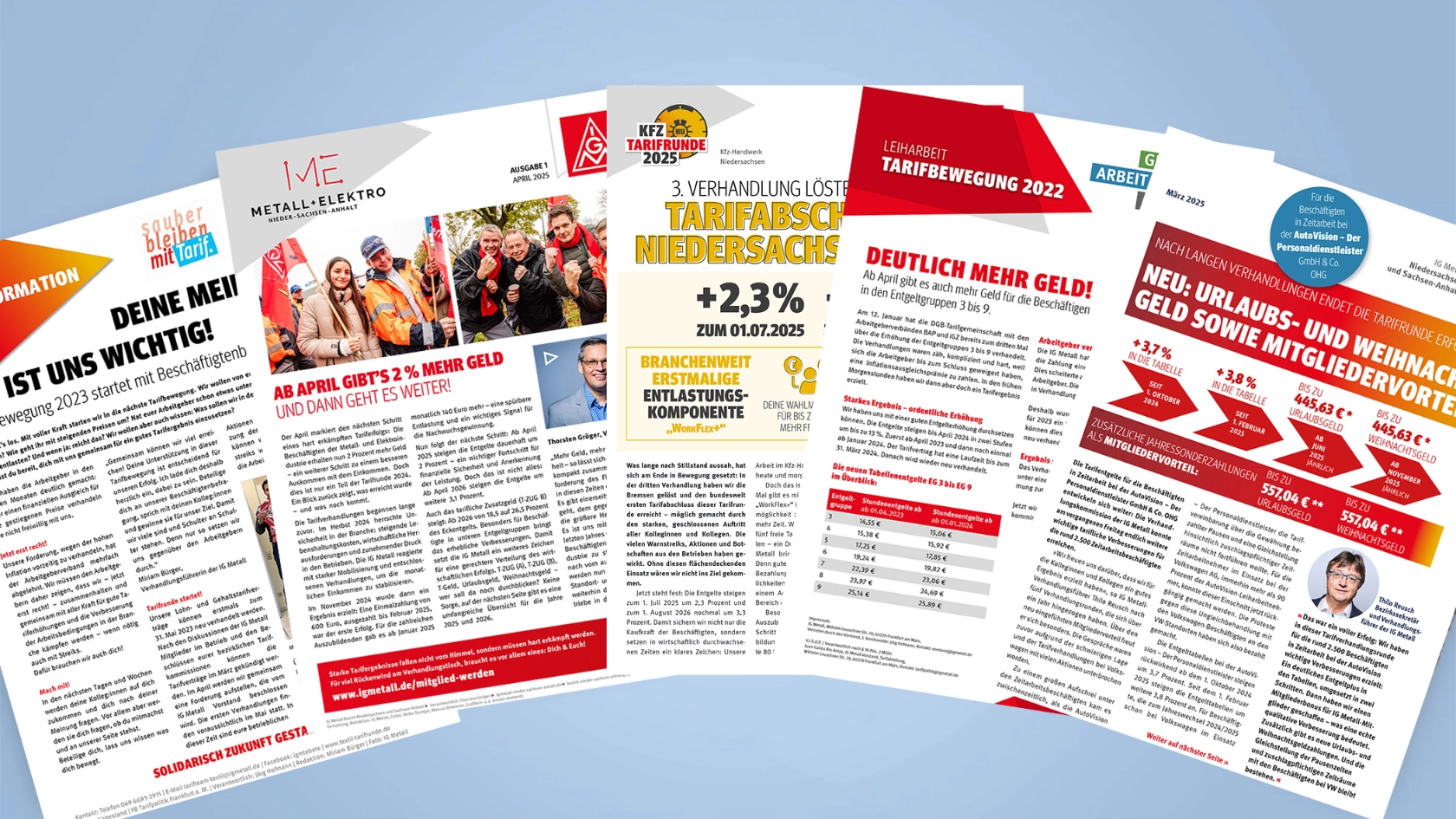 Flugblätter der IG Metall Niedersachsen und Sachsen-Anhalt 