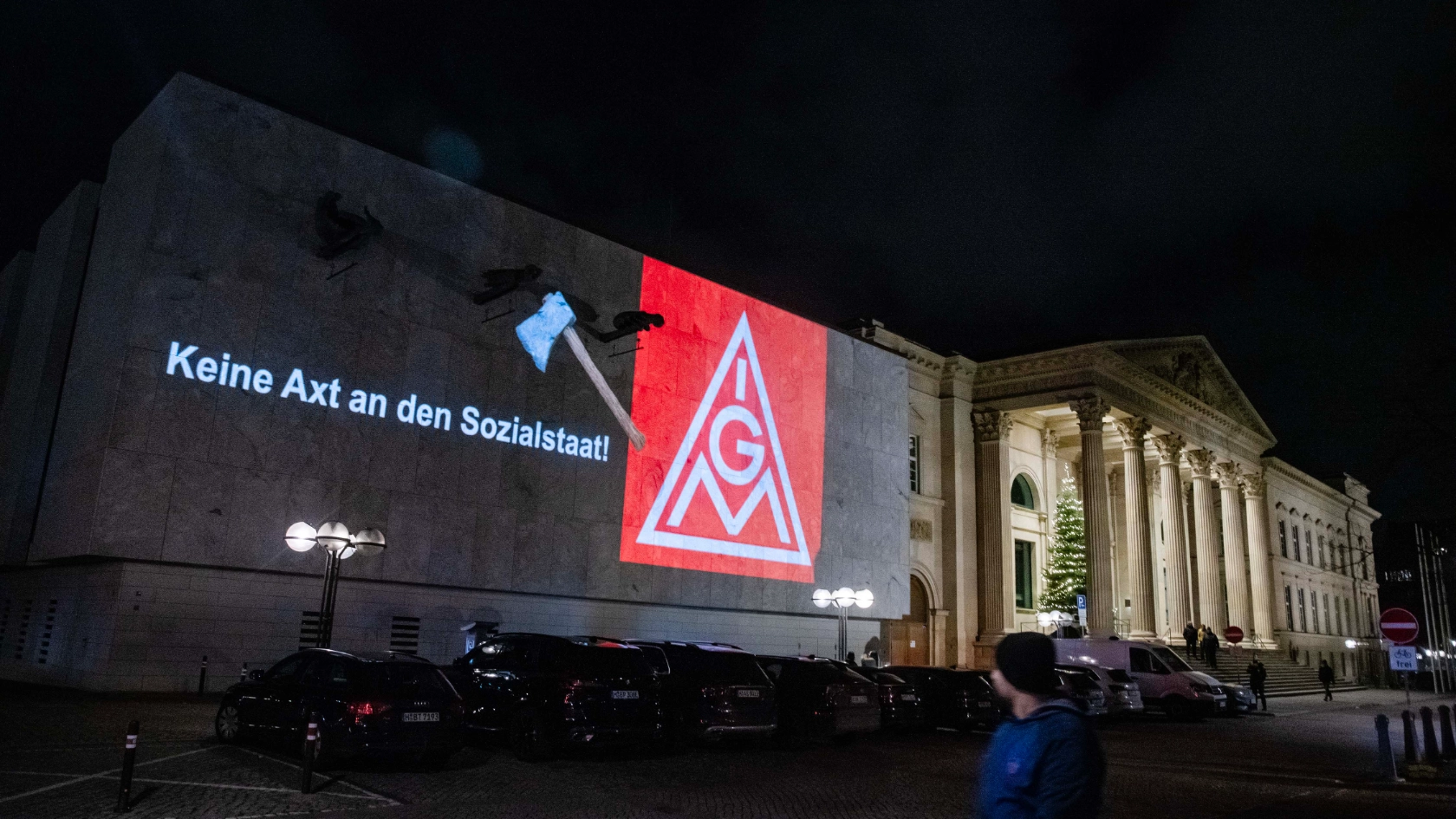 Aktion gegen Industriearbeitsplatzabbau am Landtag